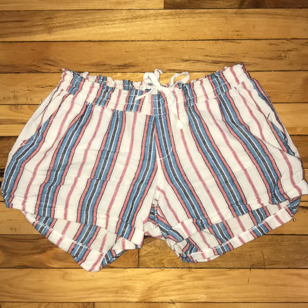 Linen striped shorts xs blue orange cream